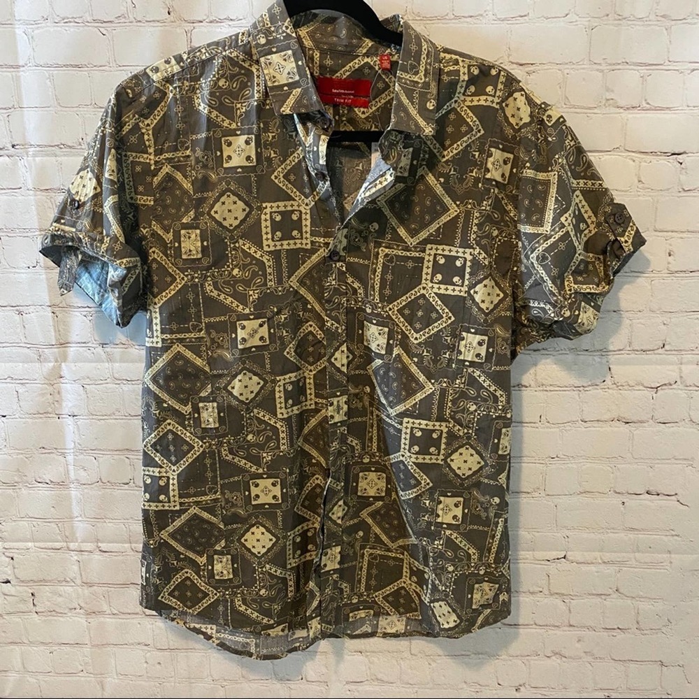 Red by Saks Fifth Ave Gray/Cream Button Down Sz L